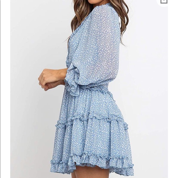 Long Slv Ruffle Backless mini dress - Picture 4 of 7